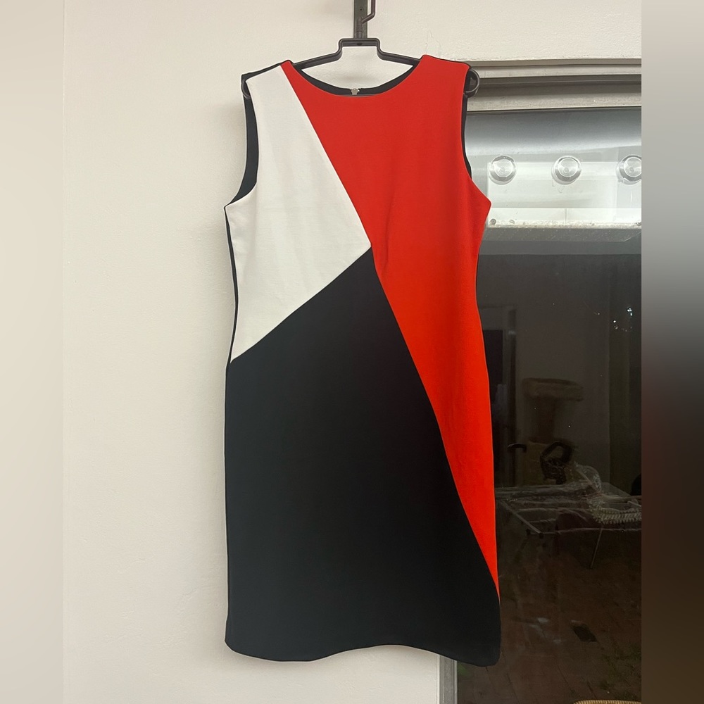 Vintage Premise Colorblock Sleeveless Sheath Dress Red Black White EUC 90s